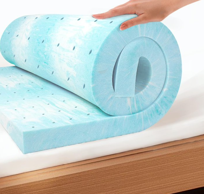 EGOHOME Topper 4 Inch Twin Memory Foam Mattress Topper, Cooling Gel Foam Mattress Topper for Pressure Relief, Ventilated Design Bed Topper in a Box, CertiPUR-US Certified, 38"×75", Medium, Blue