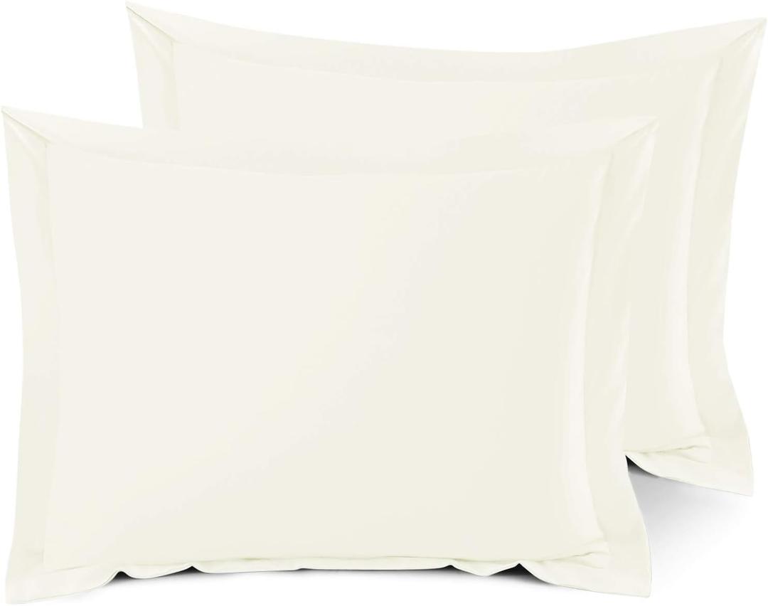 Nestl Soft Pillow Shams Set of 2 - Double Brushed Microfiber Pillow Covers - Hotel Style Premium Bed Pillow Cases, with 1.5 Decorative Flange, Standard 20"x26" - Off White