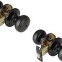 2 Pack Matte Black Door Knobs,Interior Door Knob with Lock,Coastal Style Door knob for Privacy and Bedroom (Bath or Privacy)