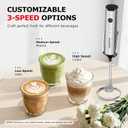 Bonsenkitchen Rechargeable Milk Frother with Stand, 3-Speed Handheld Coffee Frother, Dual Spring Whisk Electric Hand Frother Wand Drink Mixer for Matcha Lattes Cappuccino, Kitchen Gifts