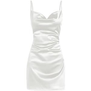 ZAFUL Women's Satin Sleeveless Spaghetti Strap Mini Dress Sexy Slip Cowl Neck Silky Cocktail Party Dresses.XL