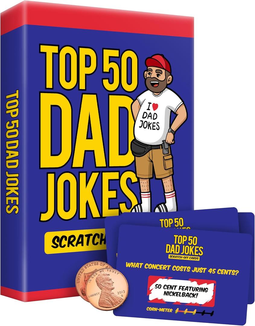 2 x Premium Top 50 Dad Jokes Scratch Off Cards Funny Husband Papa Grandpa Gift Idea - Father's Daddy Birthday Gift - Old and New Dad Gifts