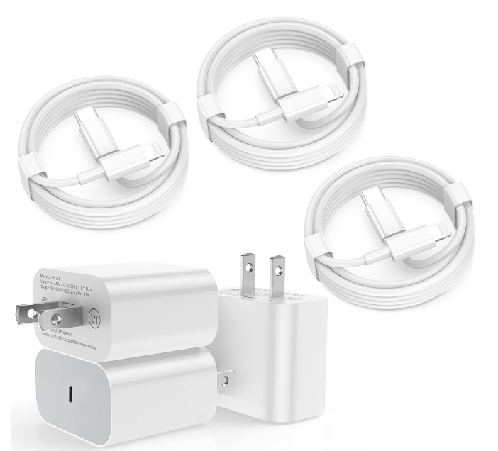 iPhone Fast Charger 6 Pack 3 pcs Apple Type C Wall Charger Block with 3 pcs 6FT Long USB C to Lightning Cable Fast Charging Cord for iPhone 14 13 12 11 Pro Max/SE 2022/ipad