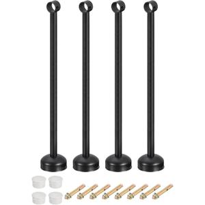 uxcell 4 Set Ceiling Mount Curtain Rod Bracket, Fit 25mm/0.98" Pipe Length 500mm/19.69" Stainless Steel Curtain Rod Hooks Hangers for Walls Wardrobe Pipe Curtain Pipe, Black