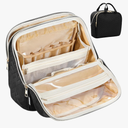 Makeup Bag, Large Capacity with Room for Brushes and Mirror, Travel Makeup Organizer, Portable Standing Make Up Case, Waterproof Cosmetic Toiletry Bags with Handle, Color Black