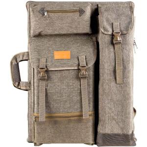 TRANSON Art Portfolio Case Artist Backpack Canvas Bag Large 26 x 19.5 (Khaki)