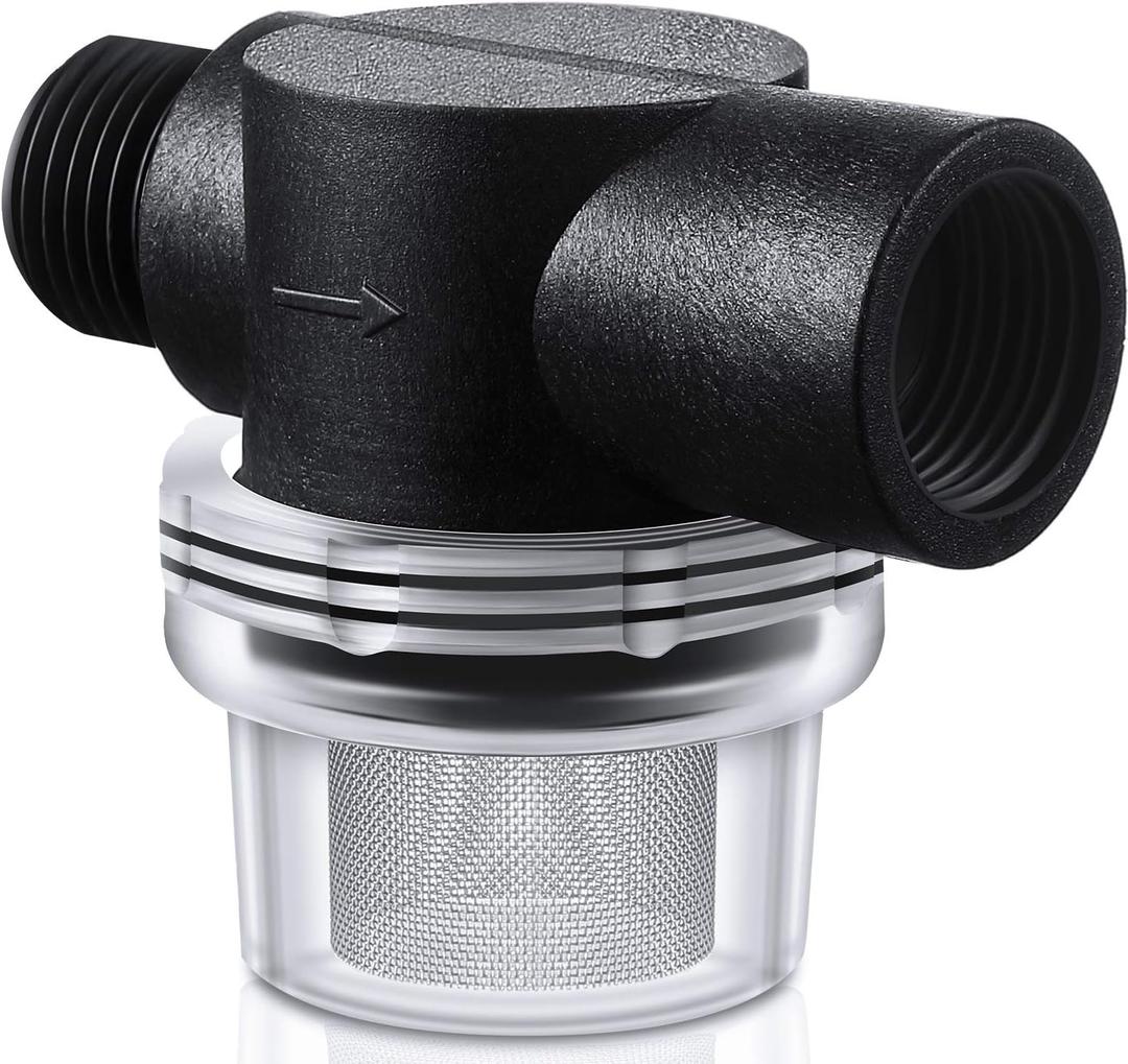 Mudder Water Pump Strainer Filter, RV Replacement 1/2 Inch Twist-On Pipe Strainer Compatible with WFCO or Shurflo Pumps