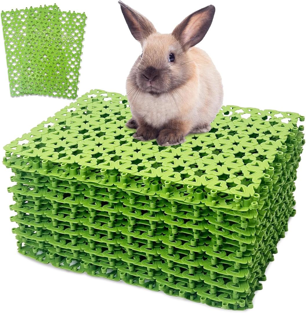 kathson 20PCS Rabbit Cage Mat Feet Pad Plastic Cage Mat Floor Mats Bunny Hole Leak Water Pads for Pet Cats Dogs Hamster Rat Chinchilla Guinea Pig and Other Small Animals (Green)