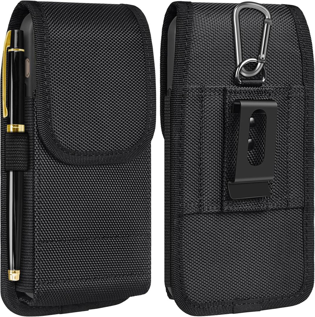 Cell Phone Holster with Card Holder Pouch Belt Clip Men for iPhone 17 Pro Max Samsung Galaxy S25 S24 S23 S22 S21 S20 Ultra A16 A15 A14 A13 A55, XL-Black