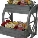 NestNature Wooden Wagon Planter Box|Rustic Planter Use On Indoor&Outdoor, Medium-2Tier