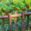 5PCS Rusty Metal Birds Decoration Bird Silhouette Statues Rusty Metal Yard Art Rustic Garden Outdoor Decor A