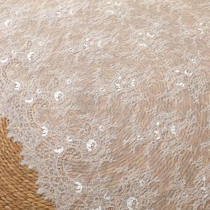59 Inches Wide by 3 Yards Length Large Size Vintage Floral Lace Fabric with Clear Flower Core White Lace Material for Wedding Bridal Dress Home Decorations Tablecloth Curtains