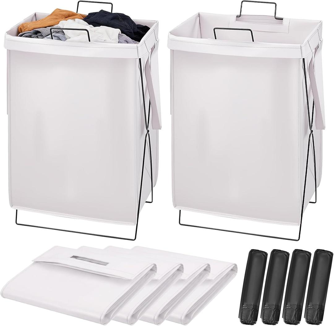 13-Gallon Slim Laundry Hamper Collapsible Clothes Basket for Bedroom, Bathroom, Dorm & Apartment, Foldable Laundry Bin with X-Shaped Steel Support
