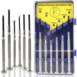 6 PCS Precision Screwdriver Sets, Eyeglass Repair Kit Screwdriver, Mini Screwdriver Set, Flat Head and Philips Head Screwdriver Sets, With 6 Different Sizes, Suitable For Watch, Electronic Repairs