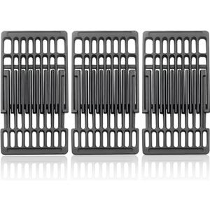 Adjustable Cast Iron Grill Grates, Universal Cooking Grid Grates Replacement for Gas Eletric Grill, Extends from 14" to 20" L, 8" Wide, 3 Pack
