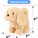 Hopearl Walking Dog Golden Retriever Interactive Electronic Pet Plush Toy Puppy Woof and Moving Animated Nodding Head Gifts for Toddlers Birthday, Brown, 7''