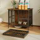 Hadulcet 27'' Foldable Dog Crate Furniture, Small Dog Kennel with 2 Bowls