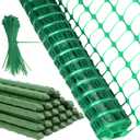 Temporary Plastic Fencing With Posts, 40In x 100 Ft Reusable Safety Fence for Construction, Snow, Garden (Green)