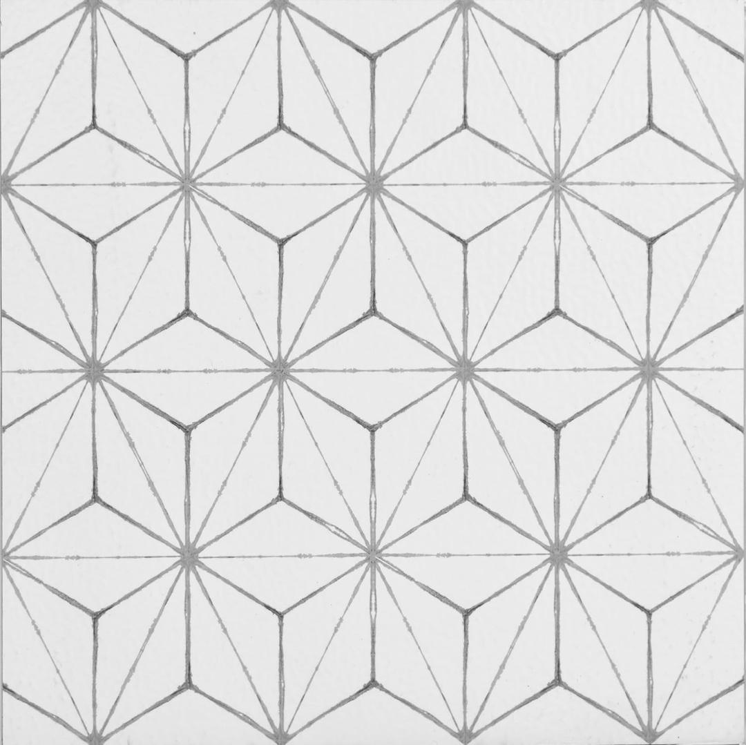 FloorPops FP2481 Kikko Peel Stick Floor Tiles, White & Off-White