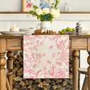 Artoid Mode Pink Monochrome Sketch Birds Flowers Spring Table Runner, Seasonal Summer Kitchen Dining Table Decoration for Home Party Decor 13x72 Inch