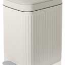 Rejomiik Small Bathroom Trash Can with Lid Slim Soft Close Garbage Can Step Wastebasket Container Trash Bin for Office Bedroom Kitchen Living Room (1.9 Gallon Cream)