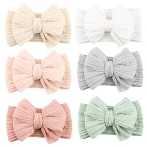 Niceye Handmade Baby Headbands Soft Stretchy Nylon Hair Bands with Bows for Newborn Infant Baby Toddler Girls (Green)