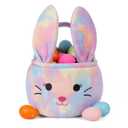 Easter Bunny Baskets for Kids, Egg Hunt Bags Plush Rabbit Bucket with Foldable Ears Easter Gifts for boys and girls (Tie-dye)