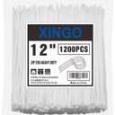 XINGO 12 Inch White Zip Ties 1200 PCS, 75 LBS Ultra Strong Tensile Strength, UV Resistant Cable Ties, Self-locking Plastic Ties for Indoor and Outdoor Use