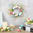 Pillar Candle Ring Wreaths Mini Purple Lavender Table Centerpieces Wreath 9 Inch Wreath for Cabinets Artificial Farmhouse Lavender Wreaths for Front Door Porch Wall Window (6, Easter-1)