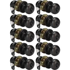 goldenwarm Oil-Rubbed Bronze Interior Door Knobs, Interior Door Knobs Bedroom, Bronze Door Knobs Privacy, Oil-Rubbed Bronze Finish Door Knobs Interior, Door Knobs Bulk(10 Pack, Oil-Rubbed Bronze) (Privacy - 10 Pack)