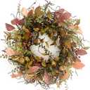 26'' Large Fall Wreath for Front Door, Porch, Window- Artificial Boxwood Leaves Outdoor Autumn Wreath for Home, Farmhouse Wall Thanksgiving Day Harvest Festival Decor