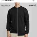 Zylioo Men Tall Sweatshirt Crewneck Pullover Long Fit Soft Casual Sweatshirt Top for Tall Men Daily Wear (Black, XL)