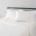 Amazon Basics Lightweight Super Soft, Wrinkle-Free, Breathable Microfiber 4 Piece Bed Sheet Set with 14-Inch Deep Pockets, Queen, Cream, Solid