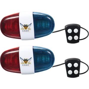 2 Pieces Bike Police Sound Lights LED Sounds Trumpet Bike Horn Police Siren Warning Safety Bicycle LED Light Waterproof