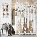 Easter Shower Curtains for Bathroom Bunny Spring Stall Shower Curtain Set Waterproof Polyester Bathroom Curtains Easter Eggs Rabbit Plaid Bathtub Decorations 72x72 Inch