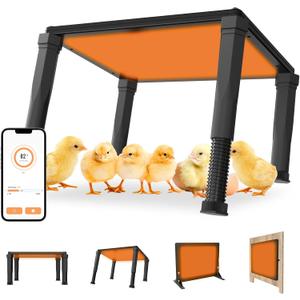2-in-1 Chicken Coop Heater with Thermostat & WiFi APP, 120W Radiant Chick Brooder Heater for Chicken Coop, 41-176 Adjustable Temp, 24H Timing, UL-Compliant Pet Heating Mat