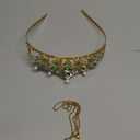 Princess Tiana Set Crown and Necklace Princess Tiana Birthday Outfit Halloween Party Fancy Green Crystal Tiara