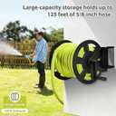 GADFISH Garden Wall Mounted Hose Reel, Metal Hose Reel, Holds 125ft of 5/8-Inch Hose(Not equipped), Equipped with 3.9ft Water Supply Hose and Small Storage Basket, Suitable for Gardens & Yards