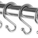 Metal Shower Curtain HooksSet of 12 RingsRust Resistant S Shaped Hooks Hangers for Shower Curtains, Kitchen Utensils, Clothing, Towels, etc. (Chrome)