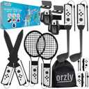 Switch Sports Games 2024 Accessories Bundle Pack for Nintendo Switch & OLED with Tennis Rackets, Golf Clubs, Chambara Swords, Soccer Leg Straps & Joycon Grips - With Carry Bag - SOLID BLACK