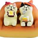 2Pcs Cute Mini Cat Figurine with Bread Sofa Resin Cat Figure for Office Home Decor - Cute Cat Gift for Cat Lovers
