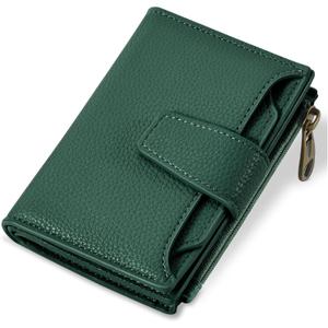 Airkit Small Wallet Women RFID Blocking Soft Leather Bifold Compact Card Holder Wallet for Women with Zipper Coin Pocket 4 ID Window