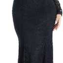 LALAGEN Women's Floral Lace Long Sleeve Off Shoulder Wedding Mermaid Dress (Large, Black1)