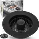 Anlige Kitchen Sink Drain Strainer, 3 in 1 Pop Up Kitchen Sink Stopper, with An Extra Basket Strainer, Universal for US Standard 3-1/2 Inch, Black