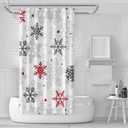 60x72 Red Christmas Snowflakes Shower Curtains for Winter Grey Merry Xmas Its Cold Outside Bath Bathroom Decors Silver Glitter Sparkle Home Fabric Waterproof Shower Curtain Set with 12 Hooks