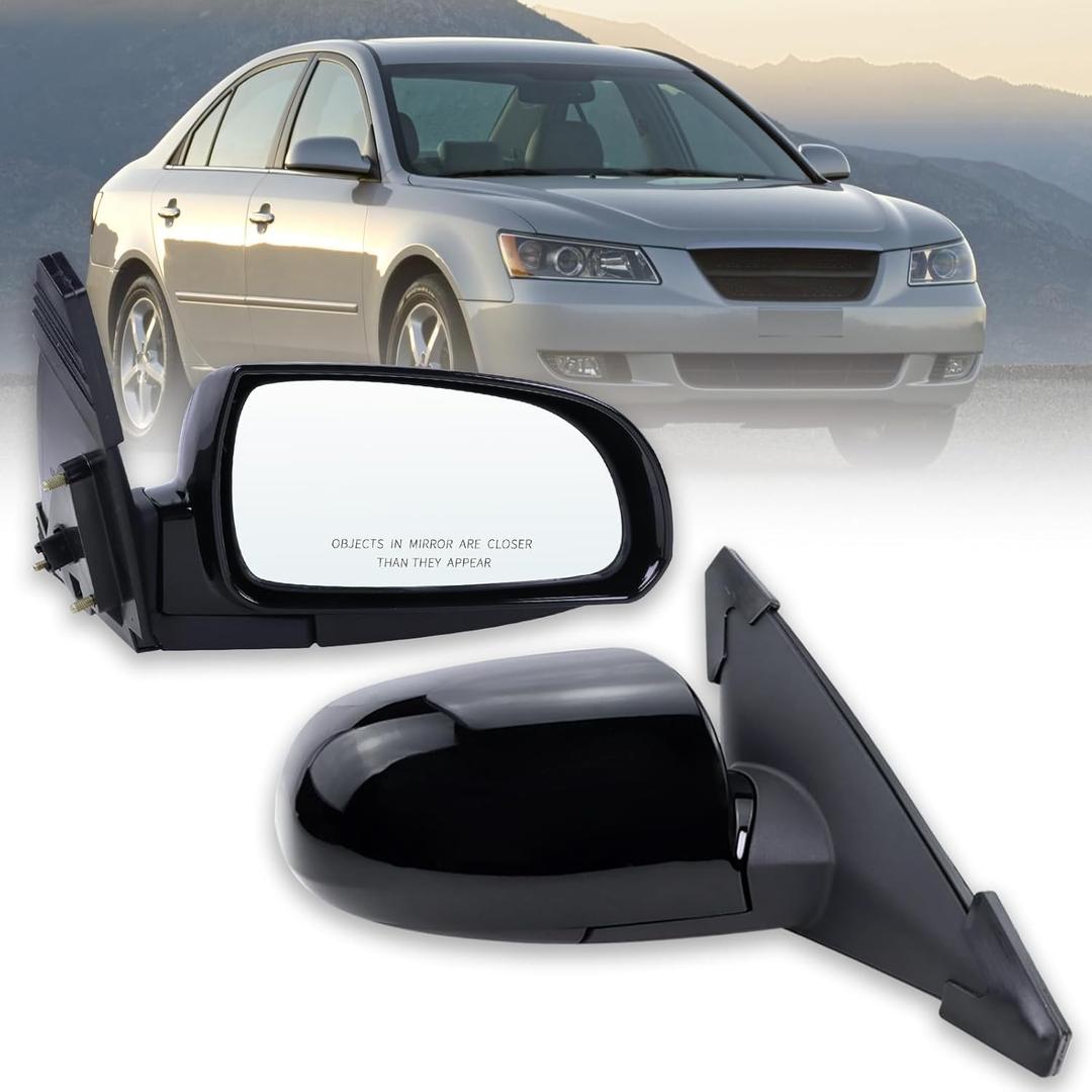 Right Passenger Side Mirror Compatible with 2006 2007 2008 2009 2010 Hyundai Sonata With Power Glass Manual folding Heated Black Replace#87620-0A000(5Pins)