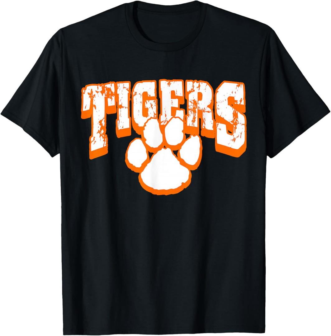 Tigers School Spirit Mascot Back to School Orange T-Shirt XXL