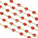 uxcell 2 Yards Red Rhinestone Chain Bulk with Gold Plated Brass Chain for Jewelry Making Craft DIY Bracelet, Necklace, Glass, Shoes, Clothes Decoration (1 Yard for Each Piece)