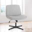 Sweetcrispy Criss Cross Chair Legged, Armless Office Swivel Desk Chairs No Wheels, Vanity Height Adjustable Wide Seat Comfy Cute Computer Task Seating for Home Bedroom, Grey, 25"x26"x32"