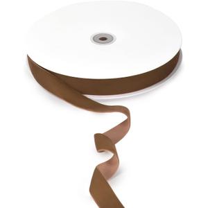 25 Yard Velvet Ribbon for Gift Wrapping DIY Crafts | 1 Roll 1 Vintage Single Face Spool Satin Velvet Ribbon for Wedding Ornaments Christmas Decoration Floral Bouquets (Golden Brown)